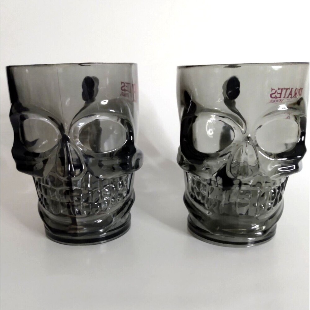 Berk Pirates Voyage Dinner & Show - Set of 2 Halloween Plastic Grey Skull Mugs